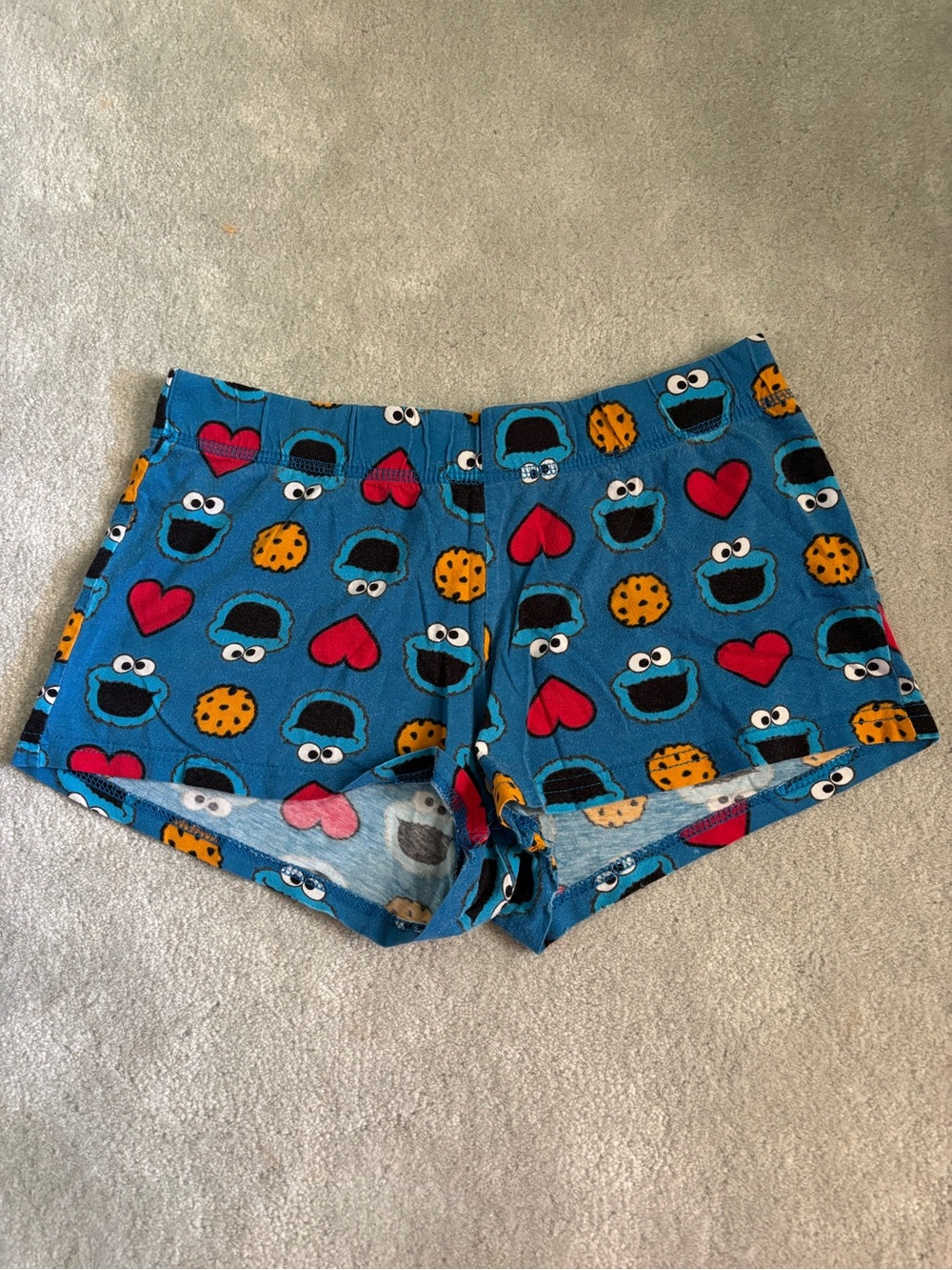 Blue Cookie Monster Print Women's Lounge Shorts